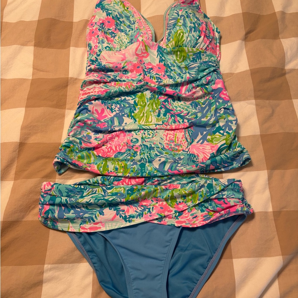 Lilly Pulitzer Pink and blue tankini Swimsuit